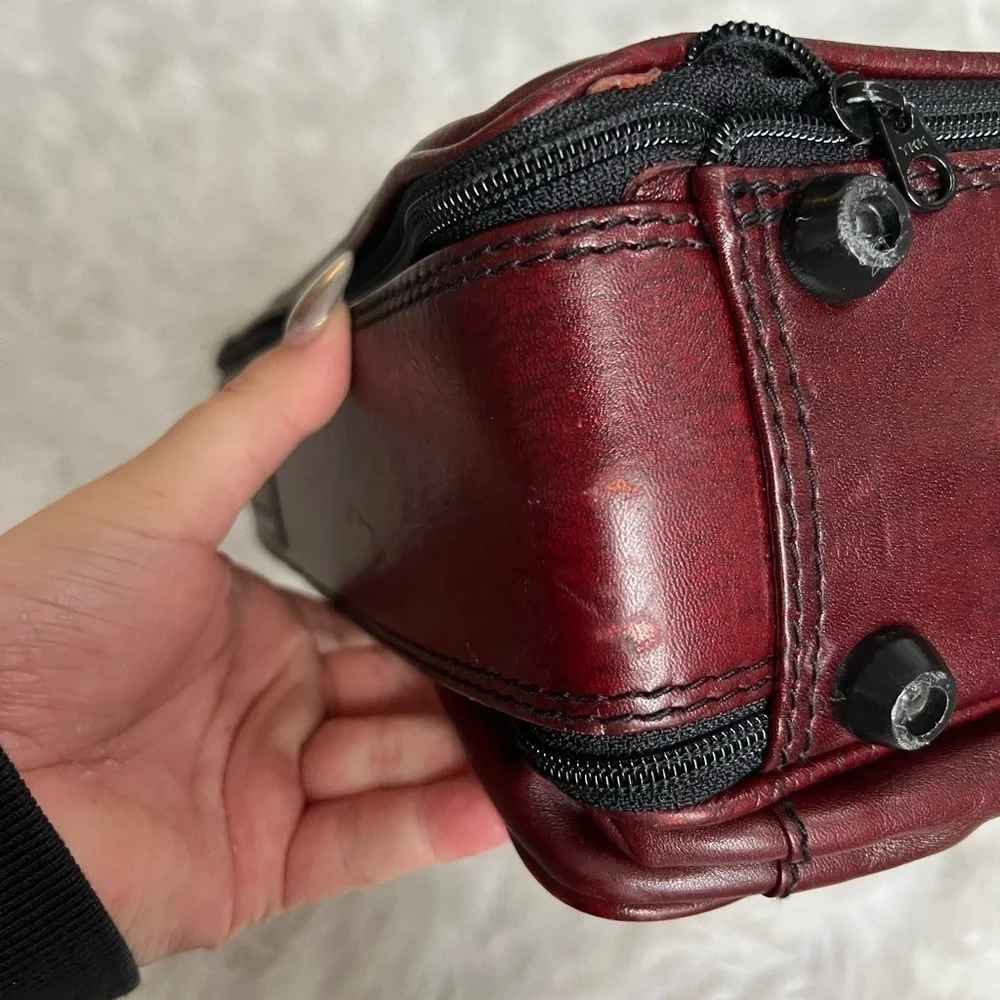 Vintage Goldpfeil Burgundy Leather Overnighter Briefcase Bag *RARE*